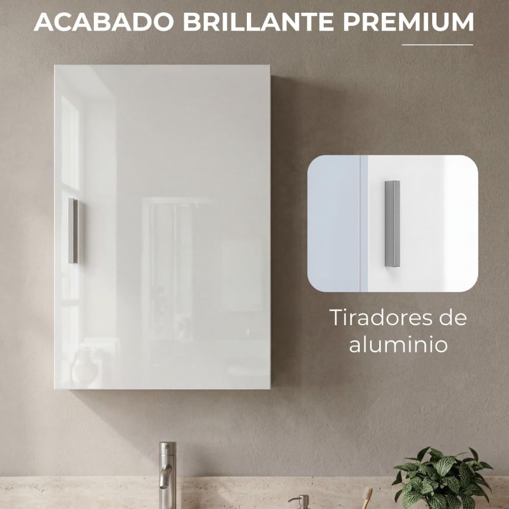 Armario de baño de pared blanco Marctani instalado sobre un lavabo moderno.