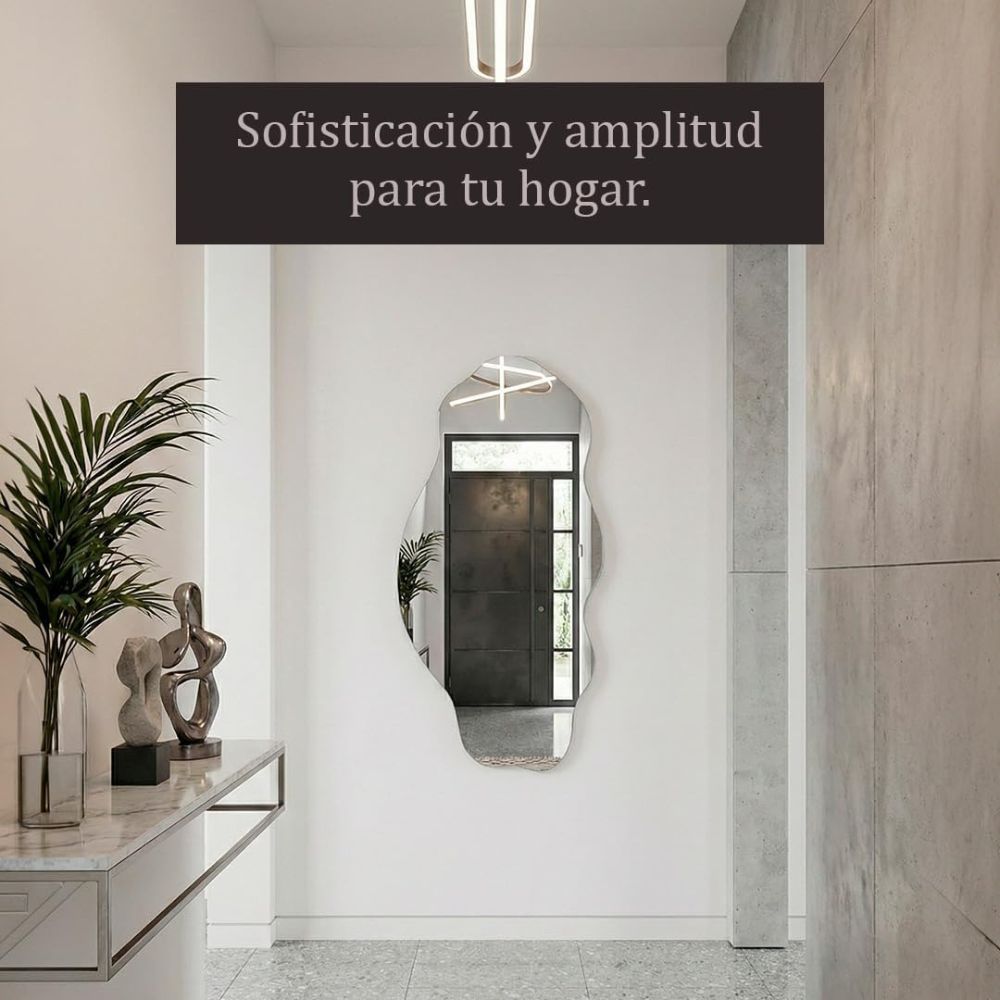 Espejo Irregular de Pared con Marco de Aluminio Negro - Marctani