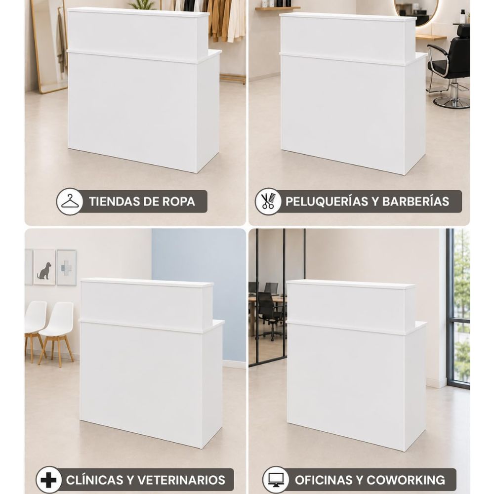 Esquema de dimensiones del mostrador de recepción Marctani de 100x43x102 cm.
