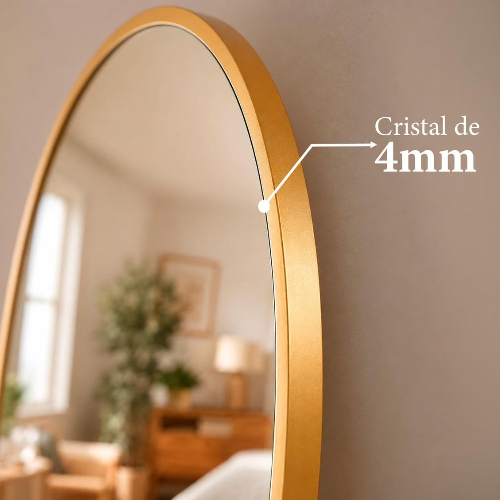 Reflejo nítido en cristal HD de 4 mm del espejo arqueado de cuerpo entero.