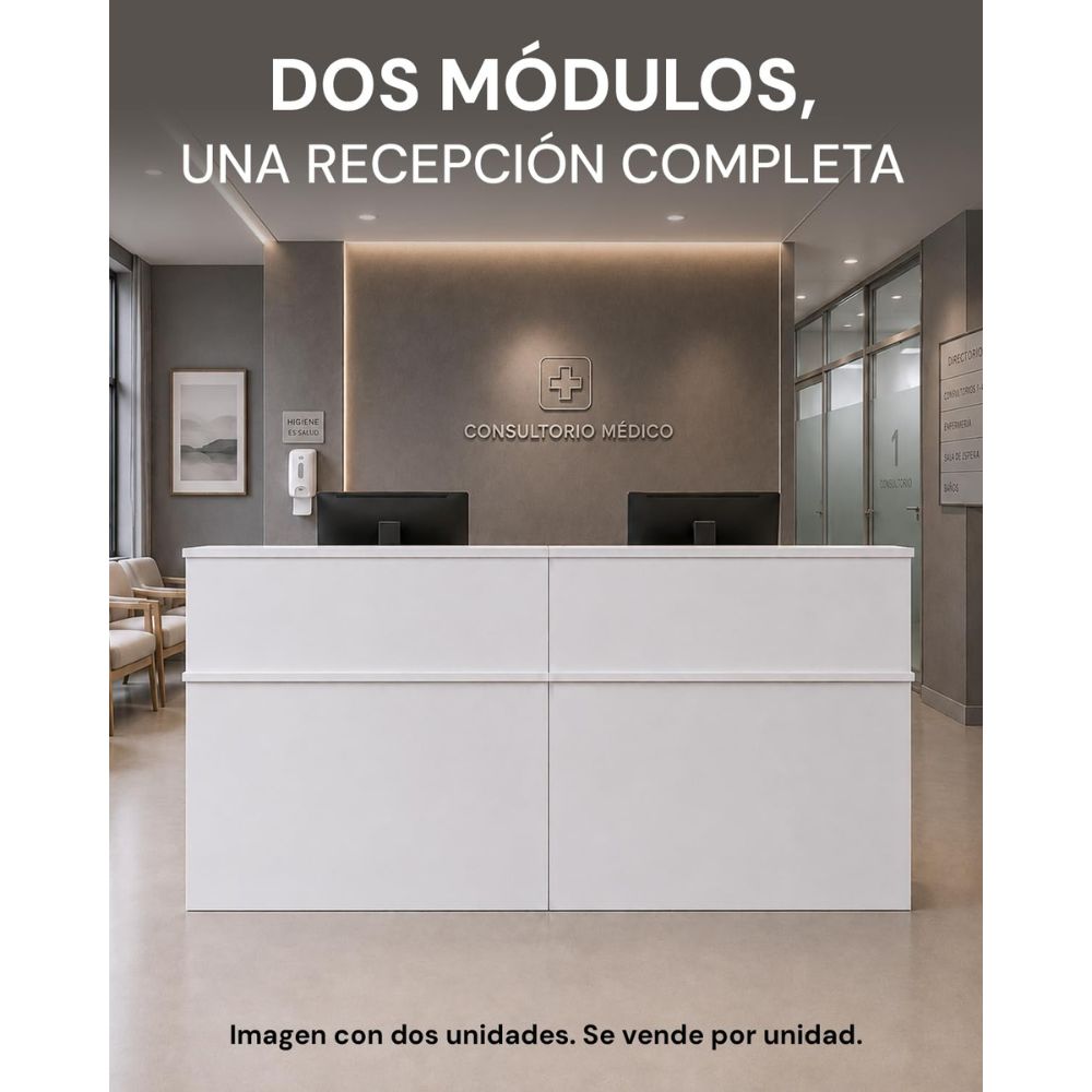 Mostrador de recepción blanco de MDF Marctani para tiendas y oficinas.