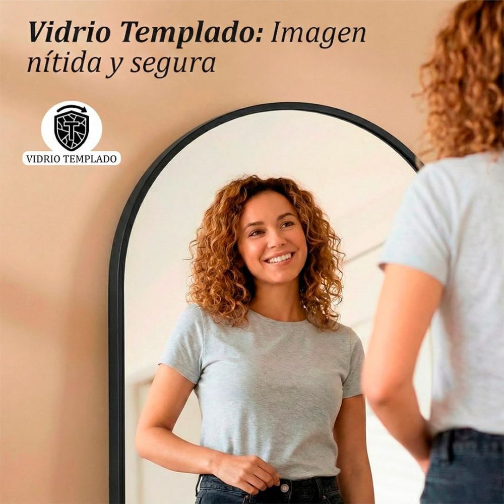 Marctani Espejo Cuerpo Entero Arqueado, Aluminio, 3 Formas de Uso (Dorado/Plateado, Varias Medidas)