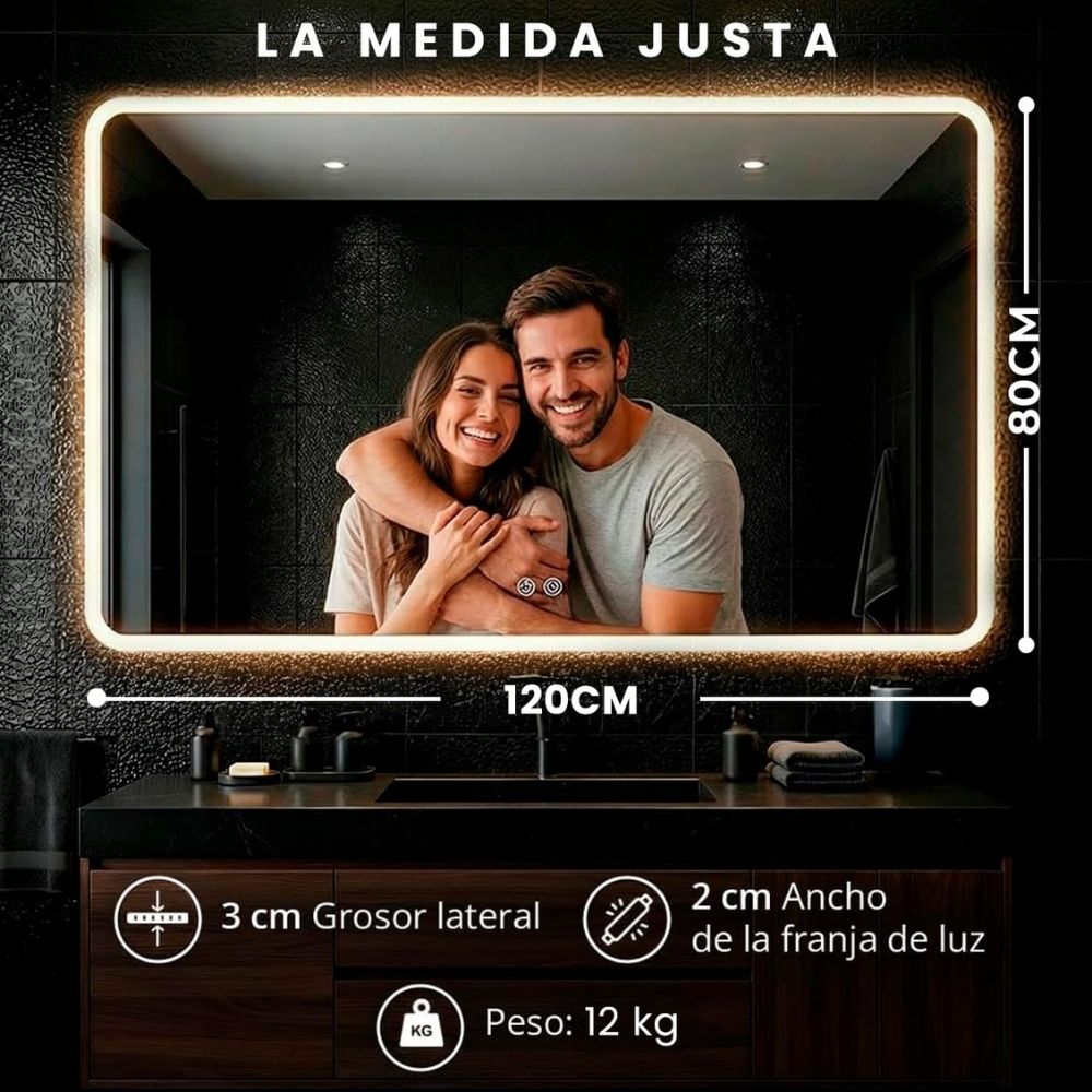 Acercamiento a la lente de Zoom X3 integrada en el espejo LED para maquillaje de precisión y afeitado.