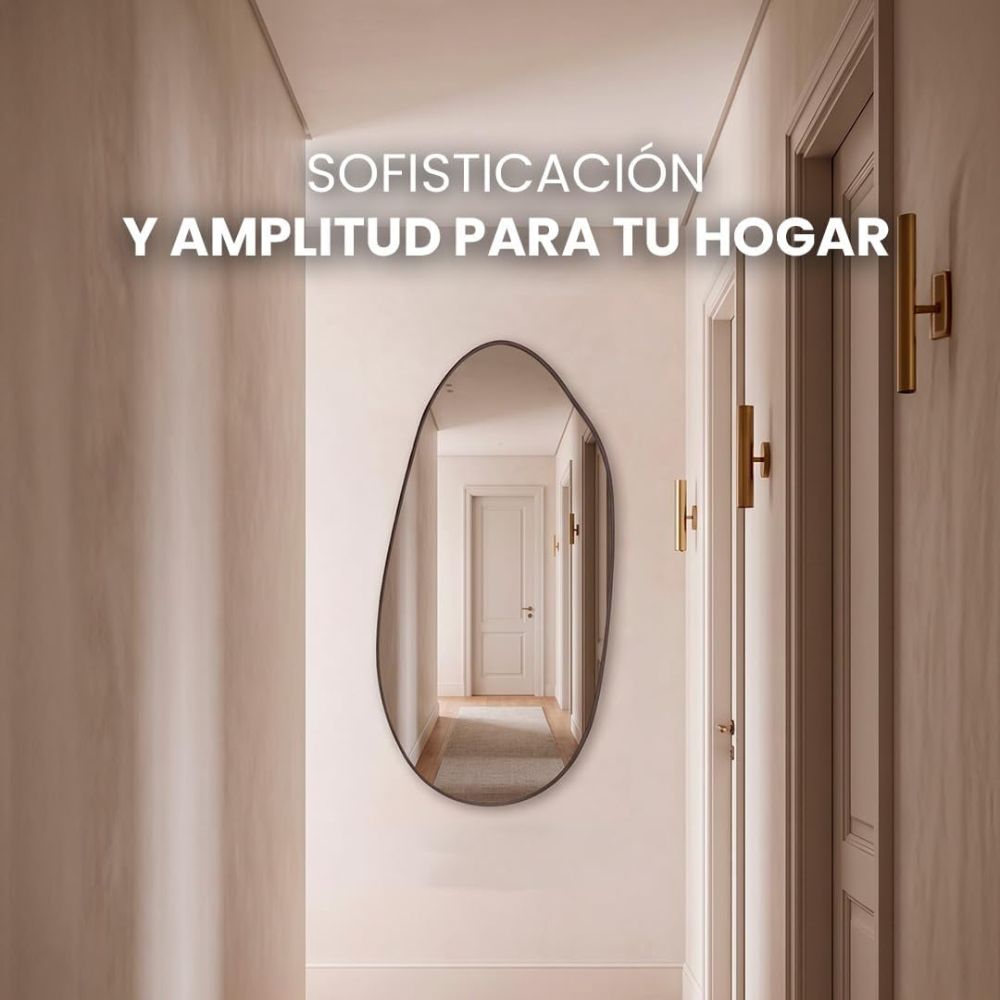 Espejo Irregular de Pared con Marco de Aluminio Negro - Marctani