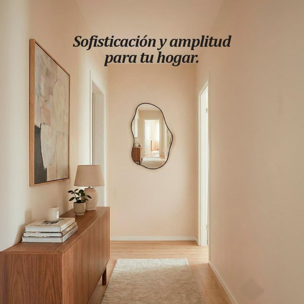 Espejo Irregular de Pared con Marco de Aluminio Negro - Marctani