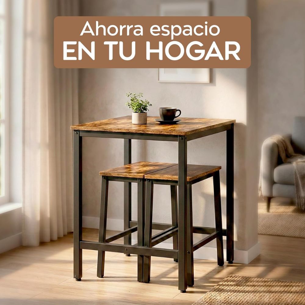 Detalle del anclaje con tornillos en la estructura de 12 kg de la mesa alta de cocina.
