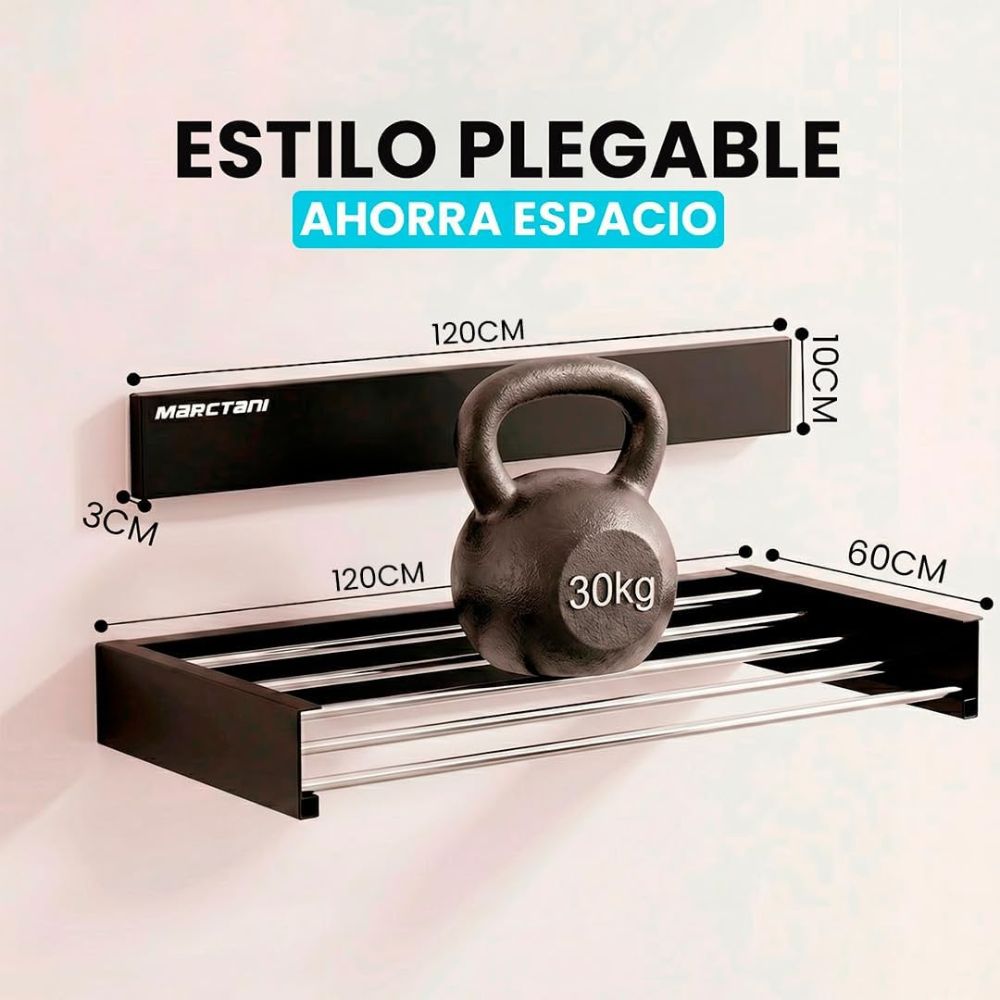 Marctani Tendedero Extensible de Pared, Acero Inoxidable, 30kg (Blanco/Negro, Varias Medidas)