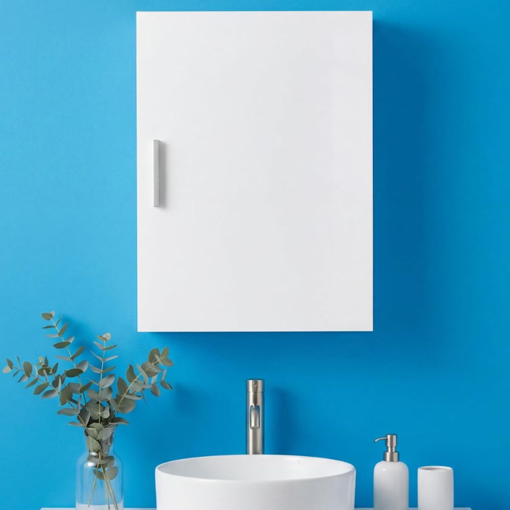 Esquema de medidas del armario de baño compacto de 55x40x13 cm.