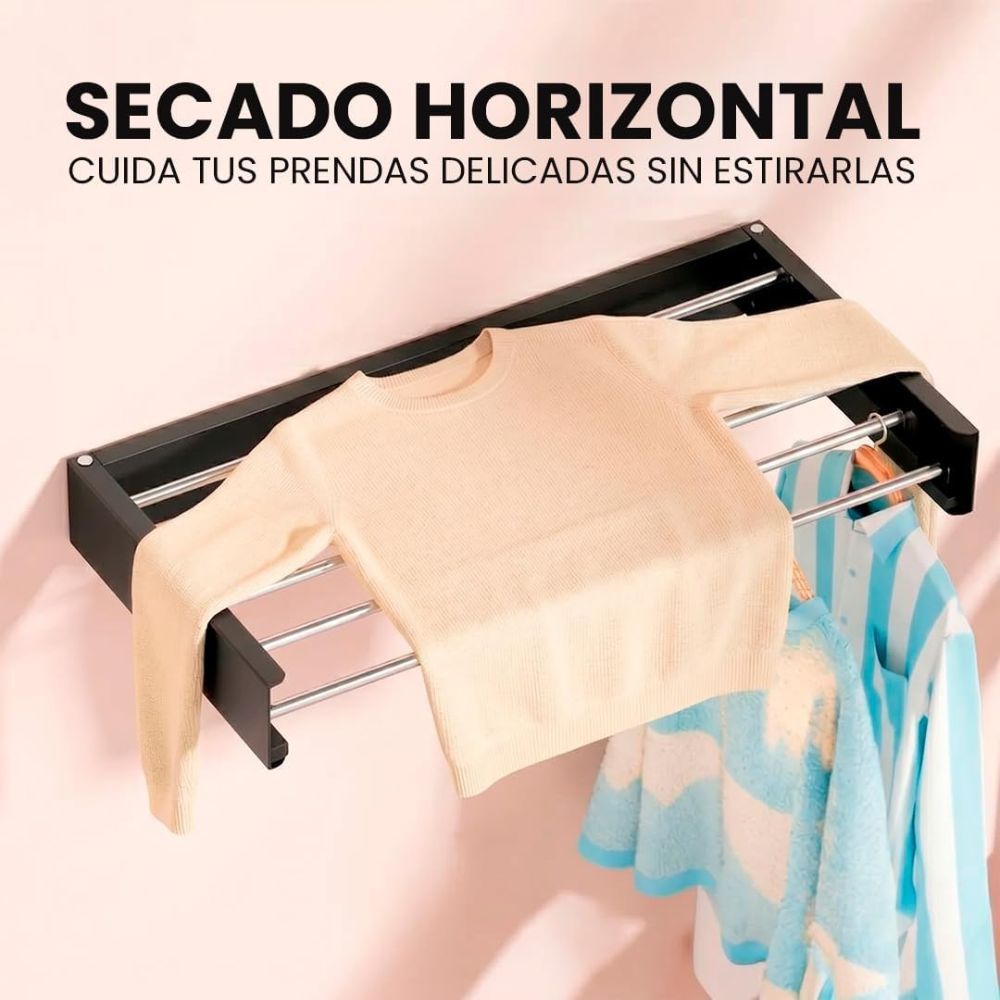 Marctani Tendedero Extensible de Pared, Acero Inoxidable, 30kg (Blanco/Negro, Varias Medidas)